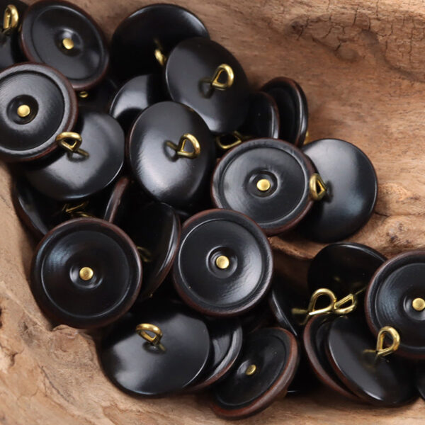 Burnt-Edge Natural Tagut Nut Buttons with Golden Shanks for Knitwear 10pcs - Image 6