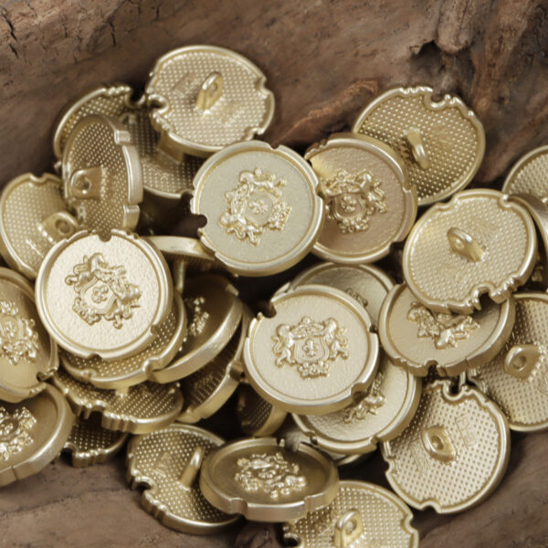 Broken Notch Silver Gold Double Lion Shield Metal Button 10Pcs - Image 3