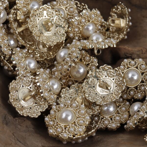 Gold Silver Pearl Metal Buttons for Luxury Skirts and Dresses 10pcs - Image 3