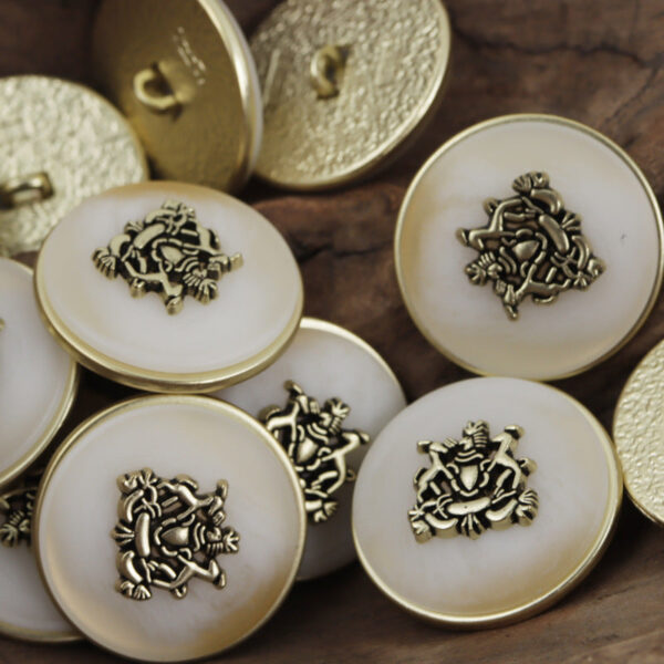 White Khaki Black College Style Double Lion Crown Metal Button 10pcs - Image 3