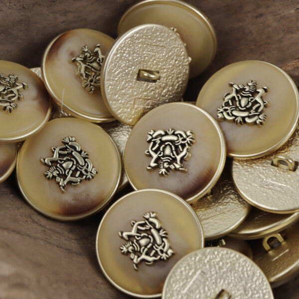 White Khaki Black College Style Double Lion Crown Metal Button 10pcs - Image 4