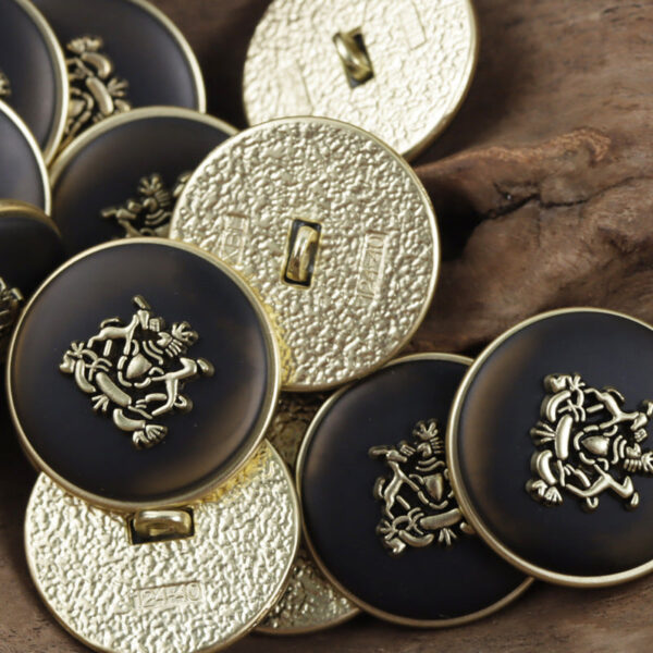White Khaki Black College Style Double Lion Crown Metal Button 10pcs - Image 5