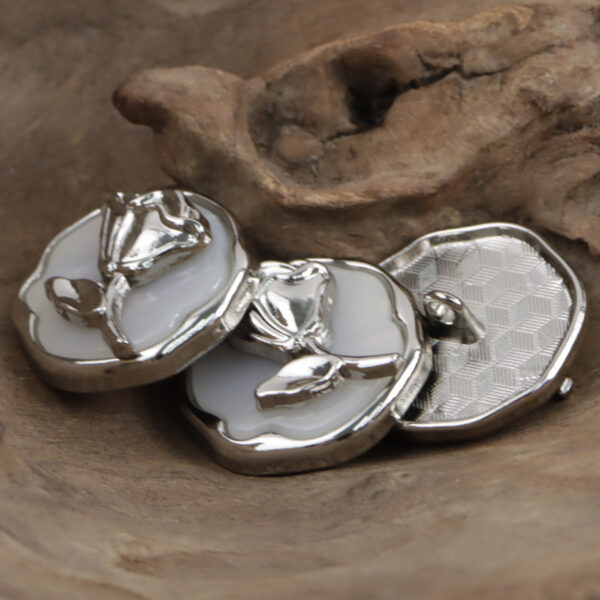 Silver Rose Decorative Metal Buttons for Tweed Blazer 10pcs - Image 3