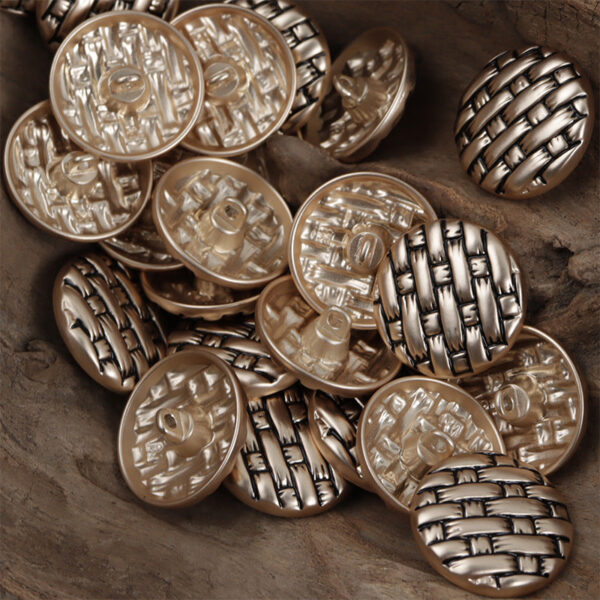 Gold Silver Metal Buttons with Black Lacquer Woven Pattern 10pcs - Image 3