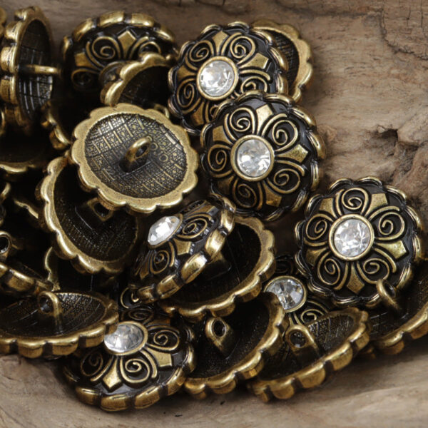 Antique Diamond-Studded Coat Metal Buttons 10pcs