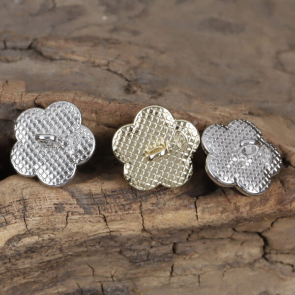 Flower White Gold Resin Metal Buttons for Children's Dresses Shirts 10pcs