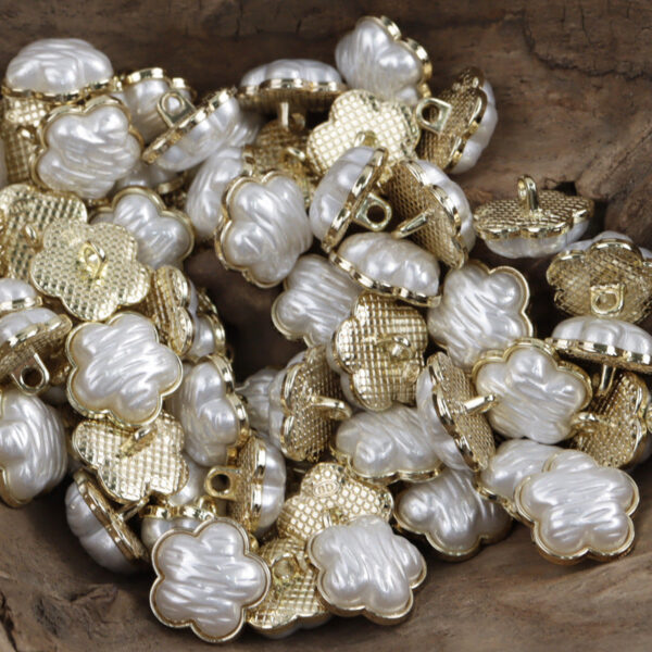 Flower White Gold Resin Metal Buttons for Children's Dresses Shirts 10pcs