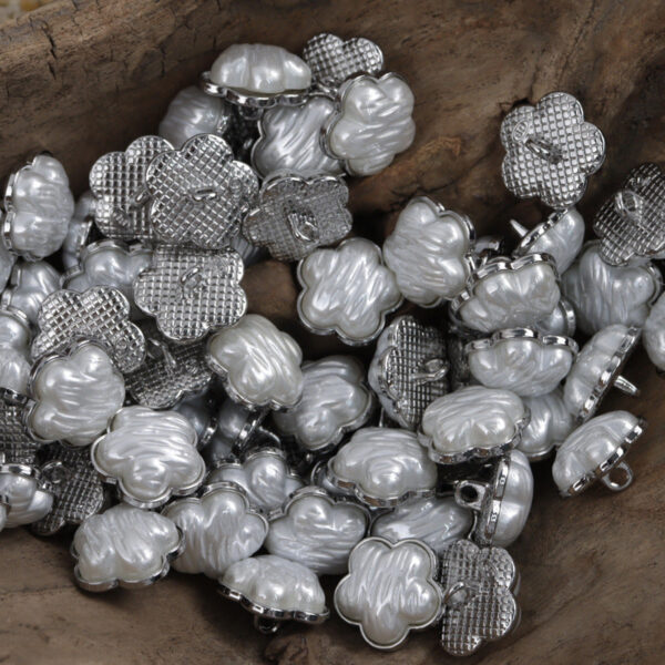 Flower White Gold Resin Metal Buttons for Children's Dresses Shirts 10pcs