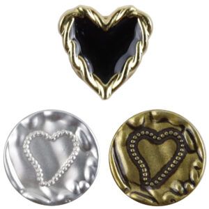 Love-Shaped Glued Metal Buttons with Shanks for Leather Coats 10pcs
