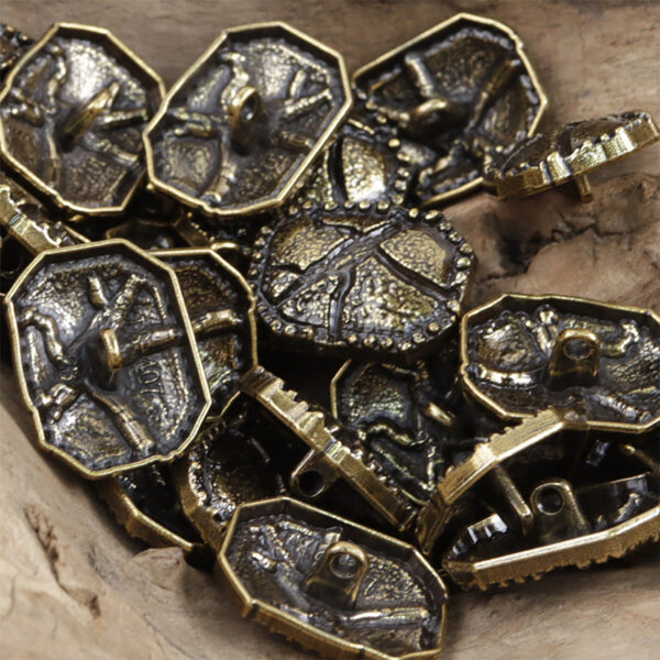 Distressed Cracked Silver Bronze with Black Lacquer Metal Buttons 10pcs - Image 3