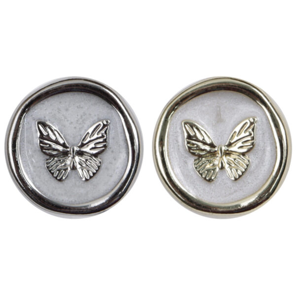 Gold and Silver Butterfly Pattern Metal Buttons with Handles 10pcs