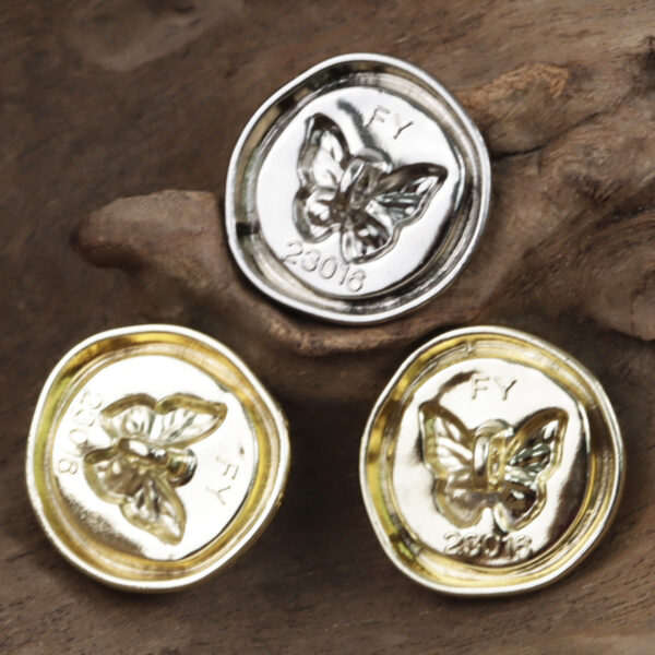 Gold and Silver Butterfly Pattern Metal Buttons with Handles 10pcs - Image 2