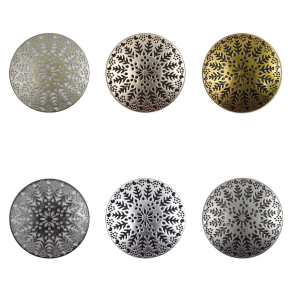 Symmetrical Small Tree Pattern Round Metal Buttons with Shank 10pcs - Lots of Buttons