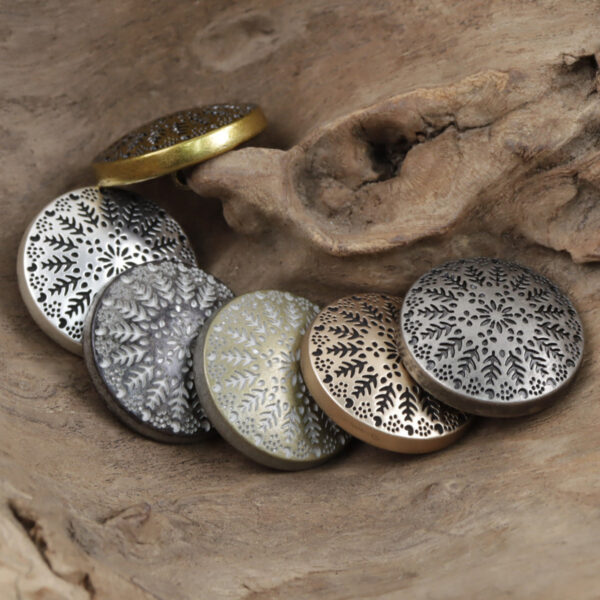 Symmetrical Small Tree Pattern Round Metal Buttons with Shank 10pcs - Lots of Buttons
