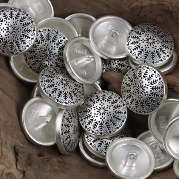 Symmetrical Small Tree Pattern Round Metal Buttons with Shank 10pcs - Lots of Buttons
