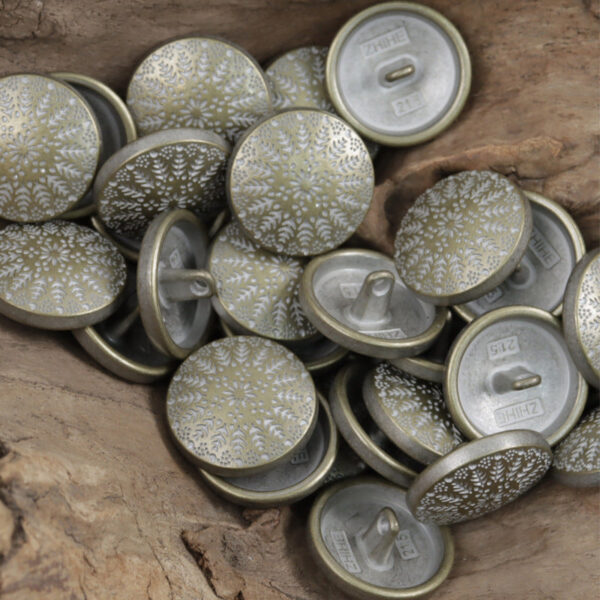 Symmetrical Small Tree Pattern Round Metal Buttons with Shank 10pcs - Lots of Buttons