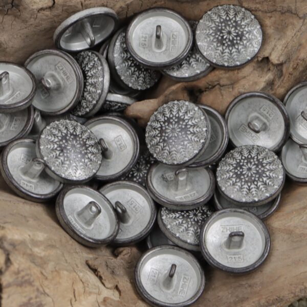 Symmetrical Small Tree Pattern Round Metal Buttons with Shank 10pcs - Lots of Buttons