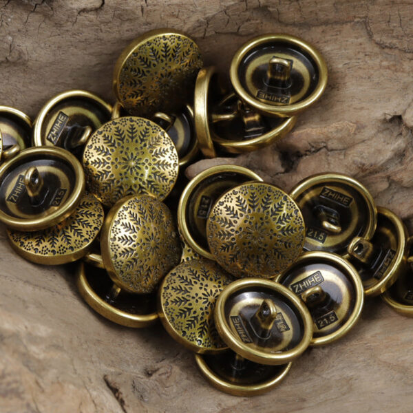 Symmetrical Small Tree Pattern Round Metal Buttons with Shank 10pcs - Lots of Buttons