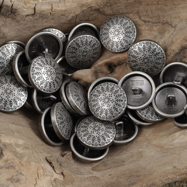 Symmetrical Small Tree Pattern Round Metal Buttons with Shank 10pcs - Lots of Buttons