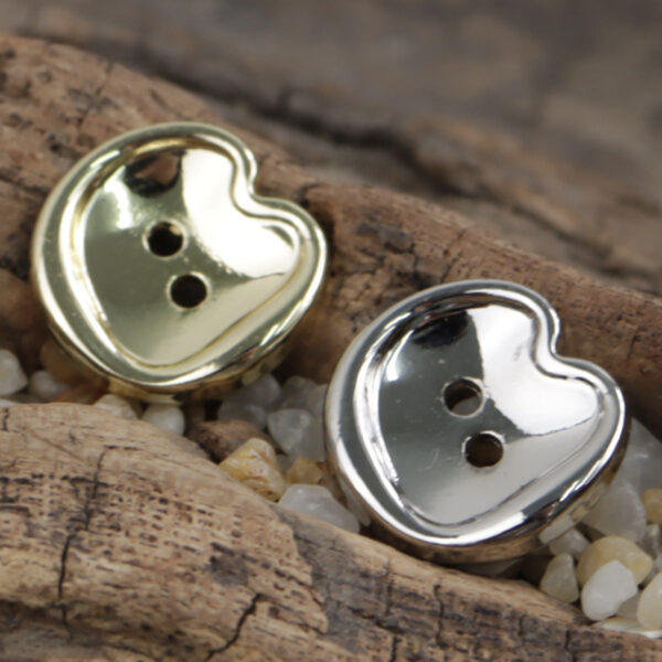 Peach-Shaped Two-Hole Gold and Silver Metal Buttons 20pcs - Image 2