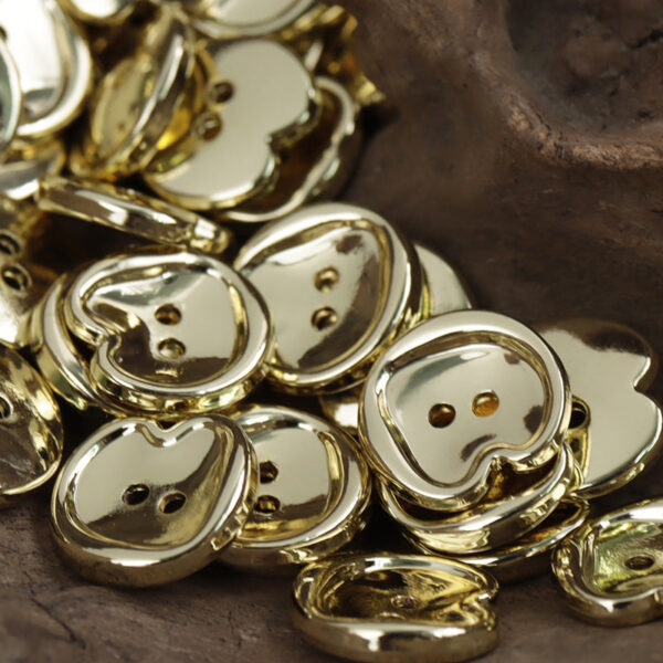 Peach-Shaped Two-Hole Gold and Silver Metal Buttons 20pcs - Image 3
