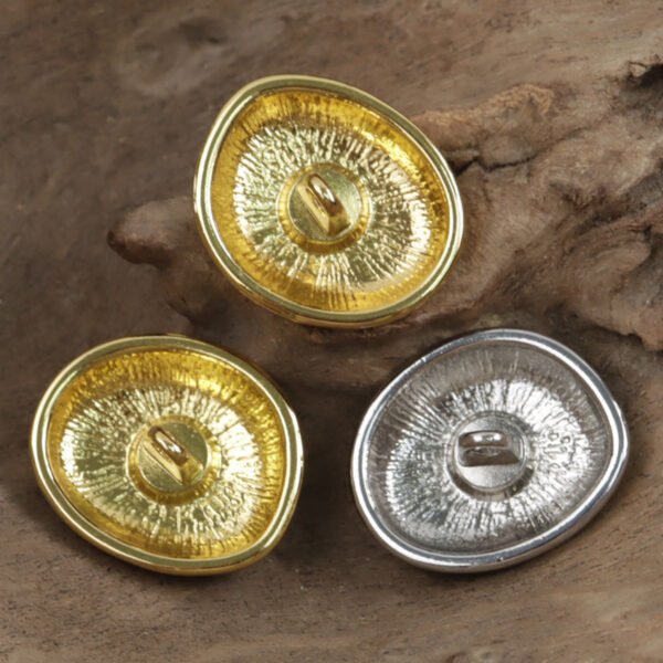 Irregular Oval Shiny Gold Metal Buttons 10pcs - Image 2