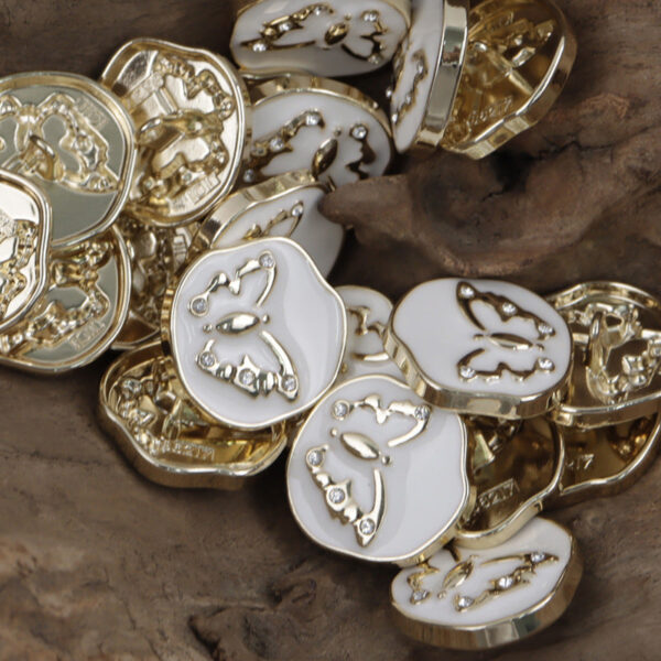 Irregular White Gold Butterfly Pattern Metal Shank Buttons 10pcs - Image 3
