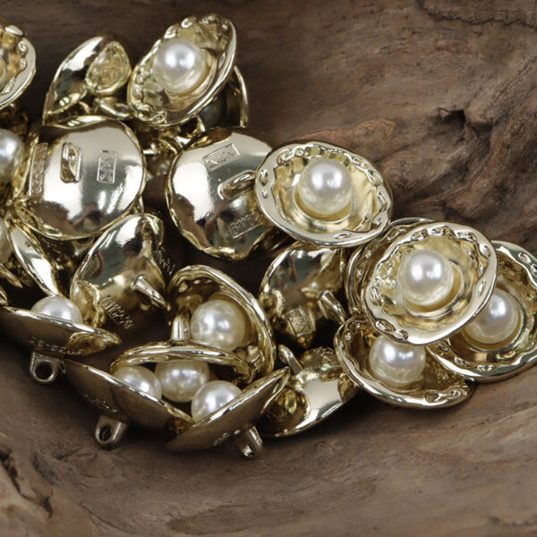 Gold and Silver Lotus Pearl Metal Buttons for Handmade DIY Pendants 10pcs - Image 3