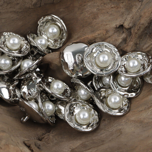 Gold and Silver Lotus Pearl Metal Buttons for Handmade DIY Pendants 10pcs - Image 4
