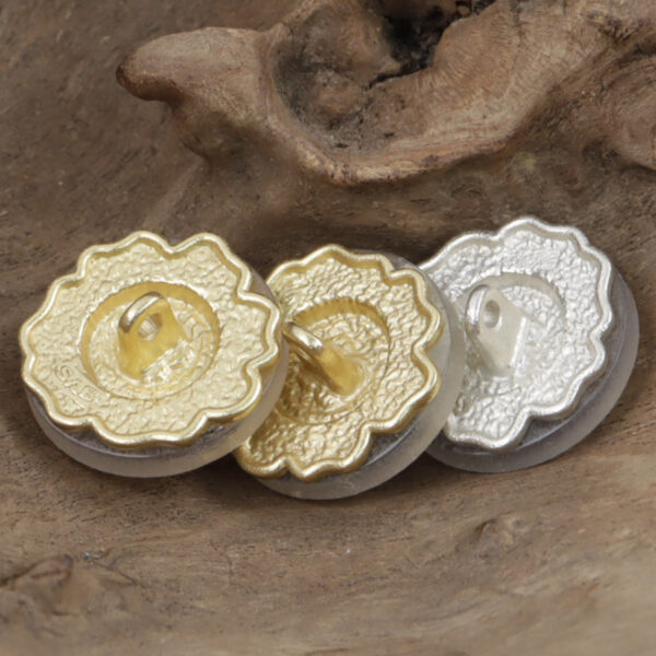 Gold and Silver Matte Small Flower Metal Buttons 10pcs - Image 2
