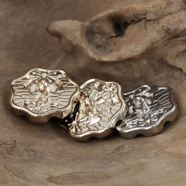 Polygonal Flower Pattern Gold and Silver Metal Shank Buttons 10pcs - Image 2