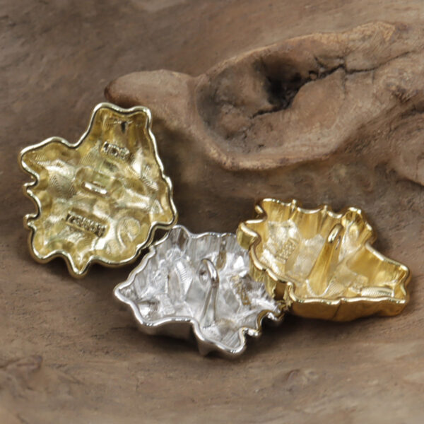 3D Leaf Shaped Metal Buttons with Shank Gold Silver 10pcs - Lots of Buttons