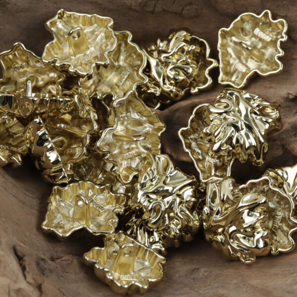 3D Leaf Shaped Metal Buttons with Shank Gold Silver 10pcs - Lots of Buttons