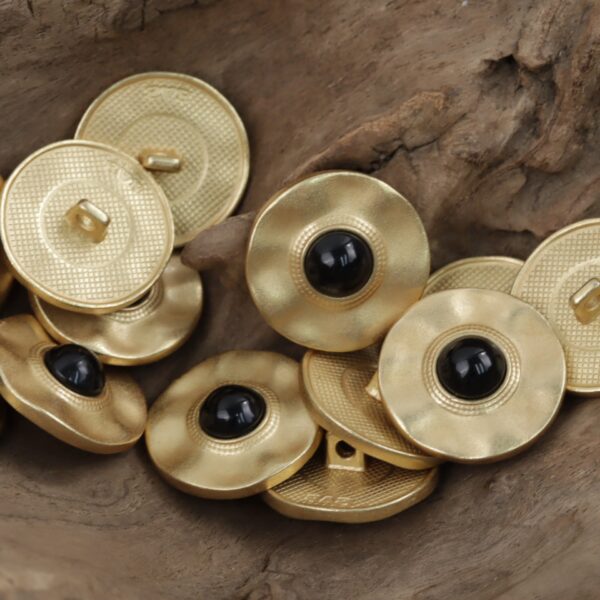Misty Gold Metal Buttons with Black Pearls Inlaid for Cashmere Coats 10pcs - Image 3
