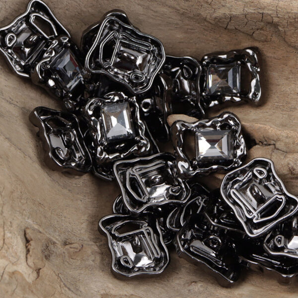 Irregular Rectangular Zircon-Inlaid Metal Decorative Buttons 10pcs - Image 5