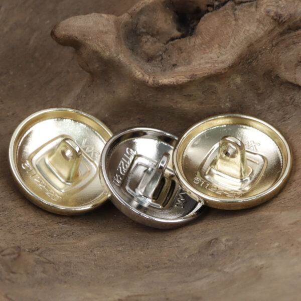 Round Gold and Silver Metal Buttons with Embedded Square Patterns 10pcs - Image 2