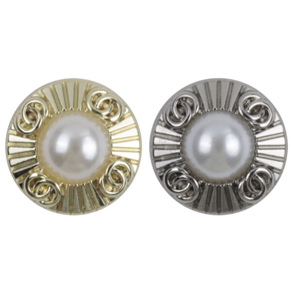 Double-Ring Pearl Gold and Silver Metal Decorative Buttons 10pcs