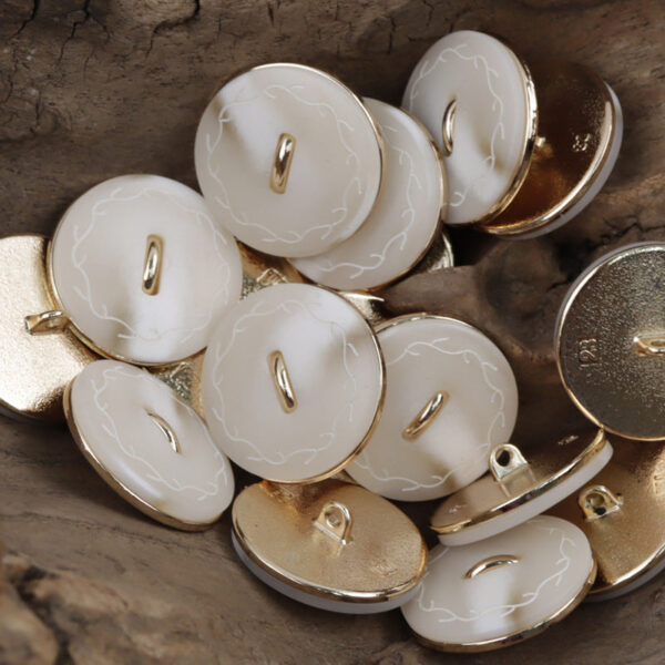 Wreath Pattern Flat Resin-Metal Combination Buttons 10pcs - Image 2