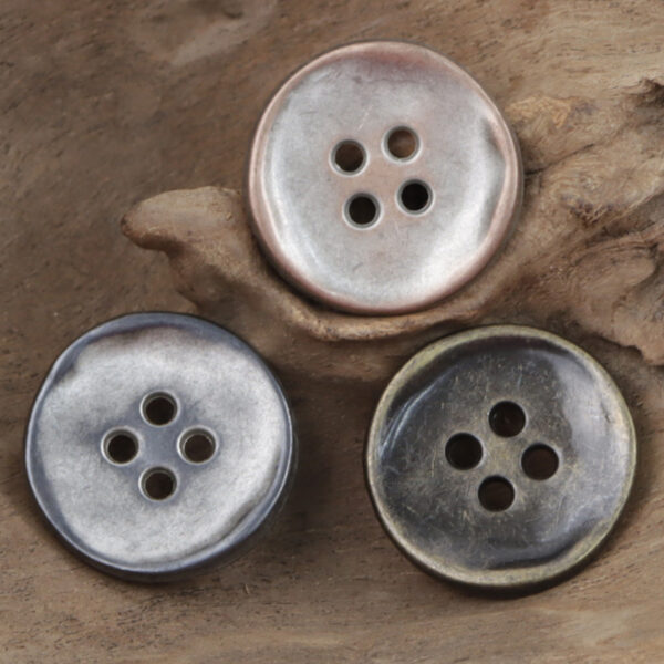 Retro Tin Colored 4 Hole Zinc Alloy Metal Buttons 10PCS - Lots of Buttons