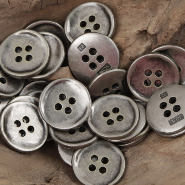 Retro Tin Colored 4 Hole Zinc Alloy Metal Buttons 10PCS - Lots of Buttons