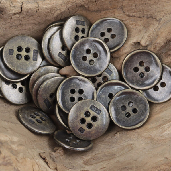 Retro Tin Colored 4 Hole Zinc Alloy Metal Buttons 10PCS - Lots of Buttons