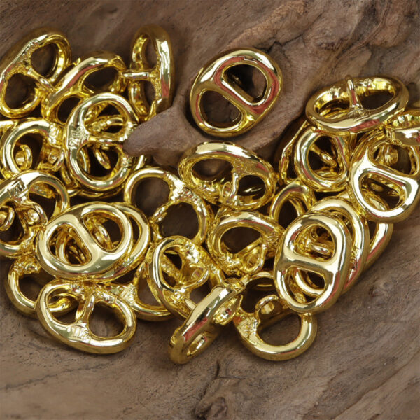 Pig Nose-Shaped Gold Metal Buttons with Shank 10pcs - Image 2