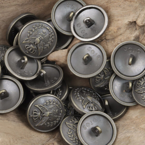 Vintage Cyan Tin Eagle Crown Metal Buttons for School Uniforms 10pcs - Image 3