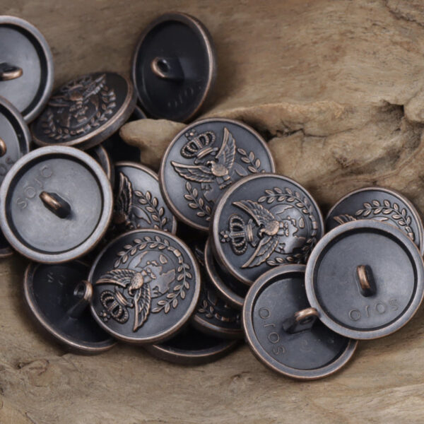 Vintage Cyan Tin Eagle Crown Metal Buttons for School Uniforms 10pcs - Image 4