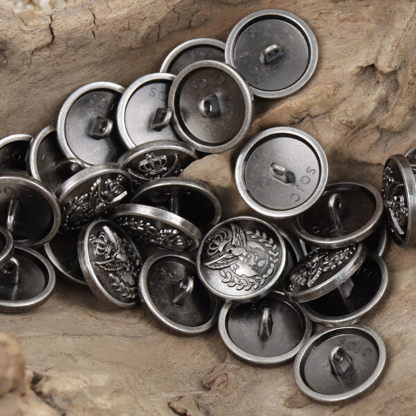 Vintage Cyan Tin Eagle Crown Metal Buttons for School Uniforms 10pcs - Image 5