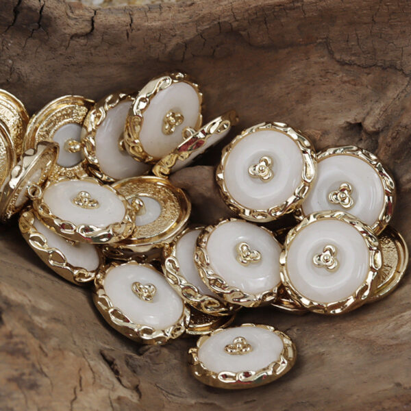Gold and Silver Shamrock Resin-Metal Combination Buttons 10pcs - Image 3