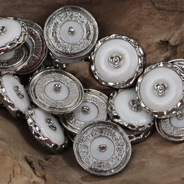 Gold and Silver Shamrock Resin-Metal Combination Buttons 10pcs - Image 4