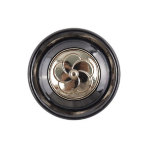 Camellia Pattern Shiny Black Metal Shank Buttons for Hoodies 10pcs
