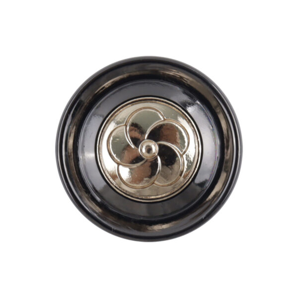 Camellia Pattern Shiny Black Metal Shank Buttons for Hoodies 10pcs
