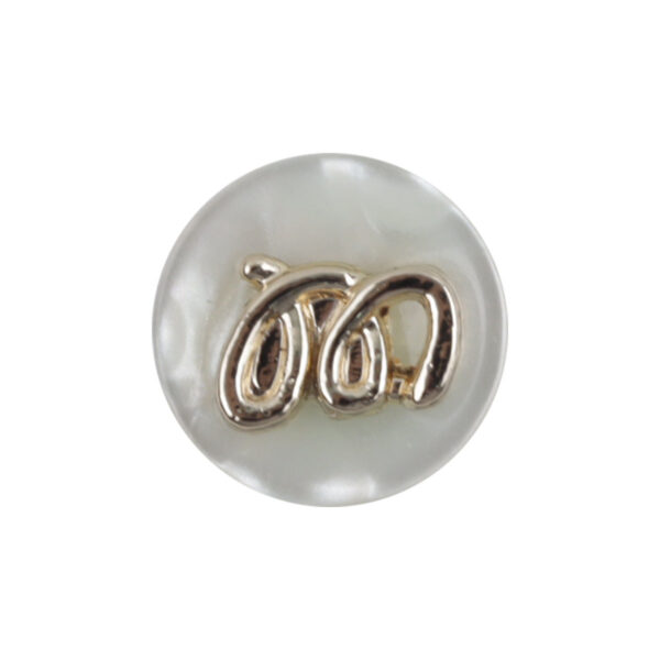 11.5mm Round Beige Decorative Resin Buttons with Metal Handle 20pcs